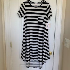 LuLaRoe Carly Dress: XS Black and White Stripes